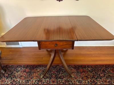 Mahogany Drop Leaf Table with Drawer