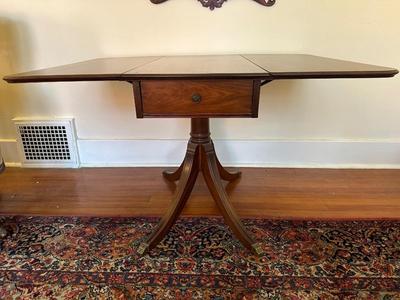 Mahogany Drop Leaf Table with Drawer