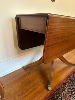 Mahogany Drop Leaf Table with Drawer