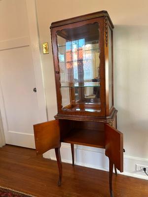 Vintage Curio Cabinet, Glass Display Case (See Details)