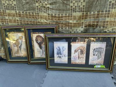 Set of Three - Safari Wall Pictures - Home Decor