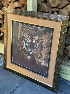 Large Home Interiors - Tiger (Frame Gold Sponge Paint Design)
