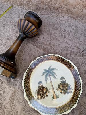 Elephant Safari Plate & Two Candle Holders