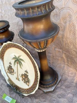 Elephant Safari Plate & Two Candle Holders