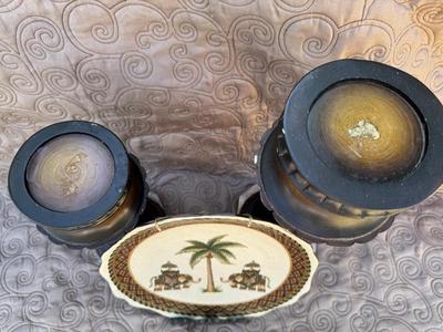 Elephant Safari Plate & Two Candle Holders