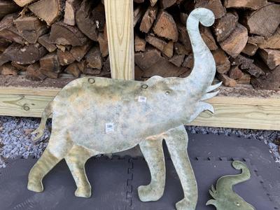 Two Metal Elephants Wall Decor