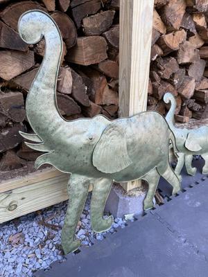 Two Metal Elephants Wall Decor