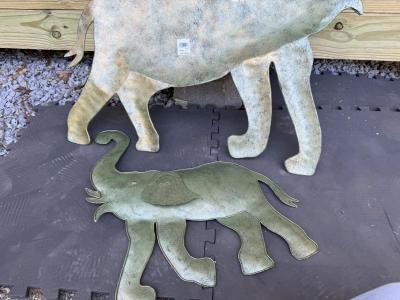 Two Metal Elephants Wall Decor