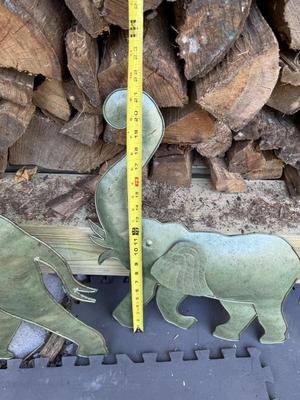 Two Metal Elephants Wall Decor