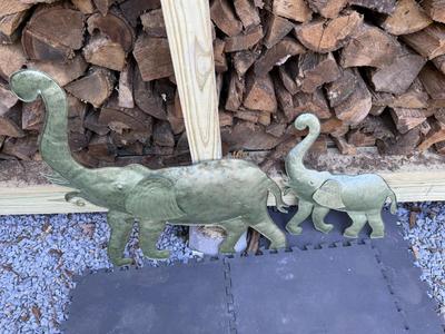 Two Metal Elephants Wall Decor