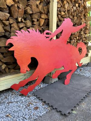 Large 5.5’ x 4’ Wooden Cowboy Riding a Horse - Rodeo