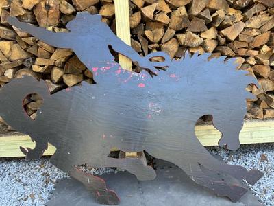 Large 5.5’ x 4’ Wooden Cowboy Riding a Horse - Rodeo