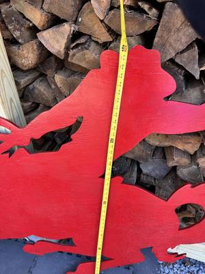 Large 5.5’ x 4’ Wooden Cowboy Riding a Horse - Rodeo