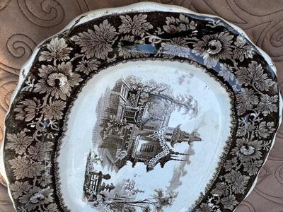 Vintage Asian Serving Tray/Plate & Foil Decor
