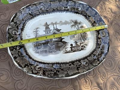 Vintage Asian Serving Tray/Plate & Foil Decor