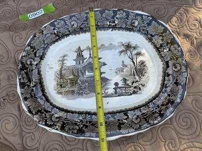 Vintage Asian Serving Tray/Plate & Foil Decor