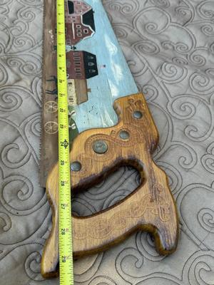 Vintage Sandvik Saw Hand Painted Street Scene by Merna S. Slabik