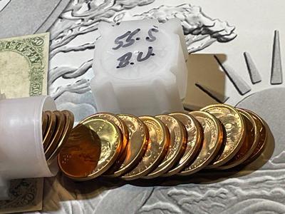 Roll of (50) 1955 S Lincoln Wheat Cent Roll Pennies in Choice Bu Uncirculated as Pictured.