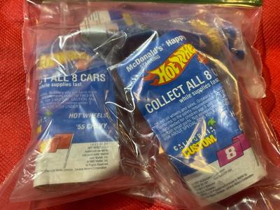 (3) Different 1990 McDonalds Happy Meal Hot Wheels California Customs SEALED Cars Bag #2 as Pic'd.