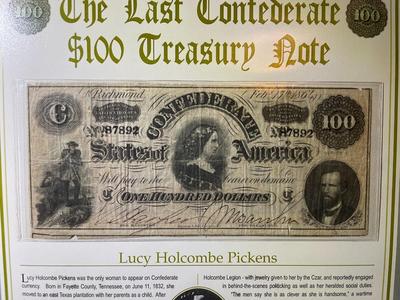 THE LAST CONFEDERATE TREASURY $50 & $100 NOTES -by THE POSTAL COMMEMORATIVE SOCIETY IN A NICE PRESENTATION AS PIC'D.