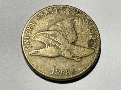 1858 LL VG/FINE CONDITION FLYING EAGLE CENT AS PICTURED.