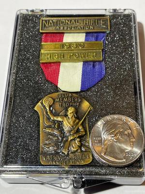 Vintage National Rifle Association 1980 Medal w/Ribbon as Pictured.