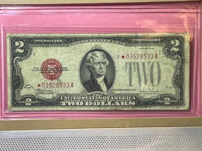 Series of 1928-F Red Seal *Star* 03528533A United States Note in Circulated Condition as Pictured.