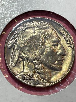 1938-D CHOICE BU CONDITION BUFFALO NICKEL FROM AN ORIGINAL ROLL (COIN-2).