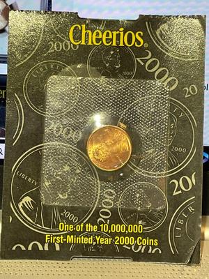 SEALED Cheerios 2000 Lincoln Penny Cent Coin Uncirculated w/COA Millennium Promotion as Pictured.