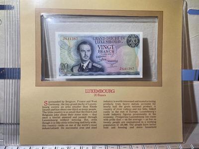 Luxembourg 20 Francs 1966 Banknote/Currency in Uncirculated Condition by Fleetwood as Pictured.