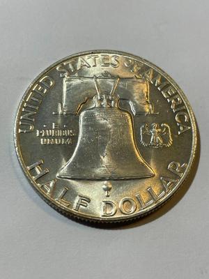 1953-D CHOICE BU FULL BELL LINES CONDITION FRANKLIN SILVER HALF DOLLAR VERY NICE CONDITION.