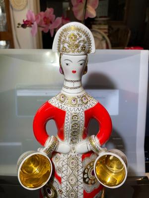 Vintage Scarce Russian Soviet LFZ Porcelain Decanter 10.5" Tall in VG Preowned Condition as Pictured.