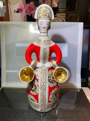 Vintage Scarce Russian Soviet LFZ Porcelain Decanter 10.5" Tall in VG Preowned Condition as Pictured.