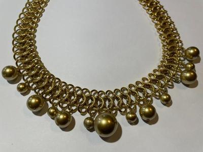 KJL Kenneth Jay Lane Gold-tone Dangling Ball Necklace 16-18" Adjustable in Good Preowned Condition.