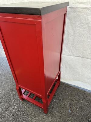 Asian Red & Black Drawer Cabinet 15”x17 1/2”x41”