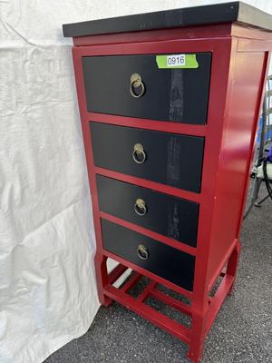 Asian Red & Black Drawer Cabinet 15”x17 1/2”x41”