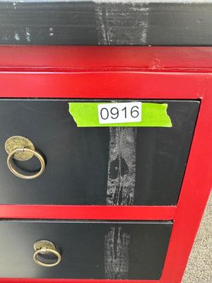 Asian Red & Black Drawer Cabinet 15”x17 1/2”x41”