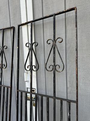 Antique Architectural Wrought Iron Gates : Each 6 Feet 4 Inches Tall Approx. 21” Wide