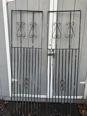 Antique Architectural Wrought Iron Gates : Each 6 Feet 4 Inches Tall Approx. 21” Wide
