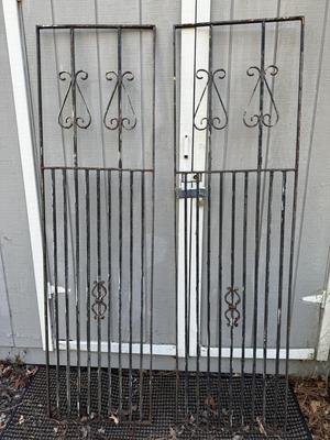 Antique Architectural Wrought Iron Gates : Each 6 Feet 4 Inches Tall Approx. 21” Wide
