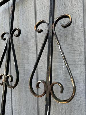 Antique Architectural Wrought Iron Gates : Each 6 Feet 4 Inches Tall Approx. 21” Wide