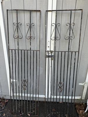 Antique Architectural Wrought Iron Gates : Each 6 Feet 4 Inches Tall Approx. 21” Wide