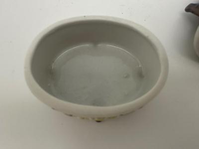 Vintage Lefton Birds Bisque Trinket Box