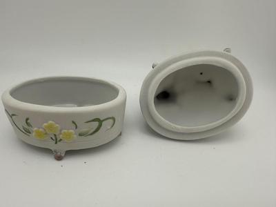 Vintage Lefton Birds Bisque Trinket Box
