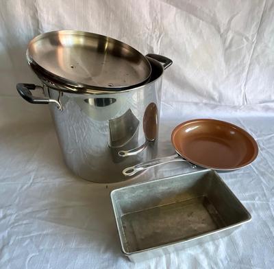 Rangeware stock pot, Gotham fry pan, bread pan