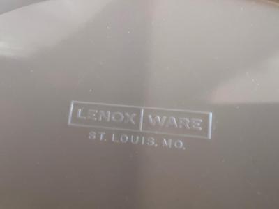 Lenox serving platters and colored tupperware