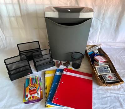 Paper shredder with office supplies