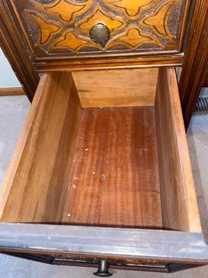 ANTIQUE VANITY and GLASS FOOTED STOOL HUNTLEY SIMMONS FURNITURE COMPANY