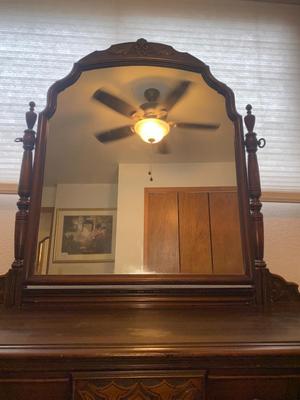 ANTIQUE VANITY and GLASS FOOTED STOOL HUNTLEY SIMMONS FURNITURE COMPANY