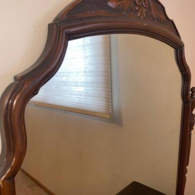 ANTIQUE VANITY and GLASS FOOTED STOOL HUNTLEY SIMMONS FURNITURE COMPANY